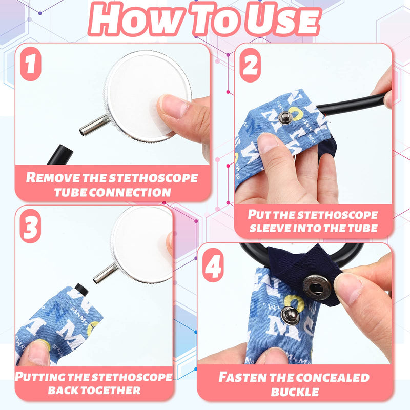 [Australia - AusPower] - Nuanchu 8 Pieces Stethoscope Covers Handmade Scrunchie 8 Styles Cotton Stethoscope Sleeve Removable Tube Covers for Hospital Nurses Doctors 