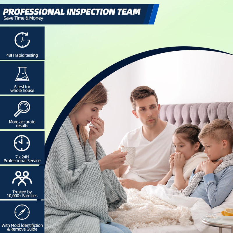 [Australia - AusPower] - Mold Test Kit for Home with 48hrs Results – 6 Rapid DIY Home Tests for Full Home, Air, Surfaces & HVAC Systems | No Lab Wait! Detection Kit (Gloves, Swabs, Bags) 6 Test Plates 