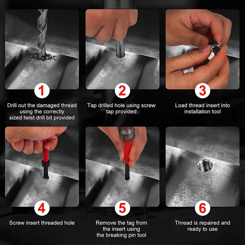 [Australia - AusPower] - BELOMI Helicoil Thread Repair Kit, Metric and SAE Repair Tools with HSS Drill Bit and Thread Inserts, Auto Repairing Tool for Damaged Thread M10 x 1.25 mm Size, Universal Car Accessories 