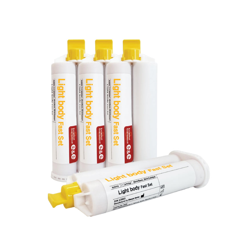 [Australia - AusPower] - E&E Light Body Fast Set – 4 x 50ml Cartridges + 24 Mixing Tips + 24 Intraoral Tips – 40 Sec Working Time, 2 Min Setting Time – Fast, Precise Material 