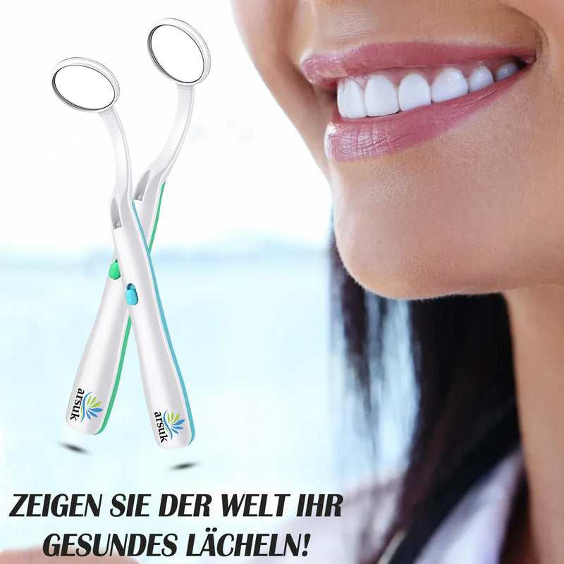 ARSUK 2 x 5.90 inch Blue and Green Dental Inspection Dental LED Mirror with Light Dental Mirror with Light Dental and Oral Care