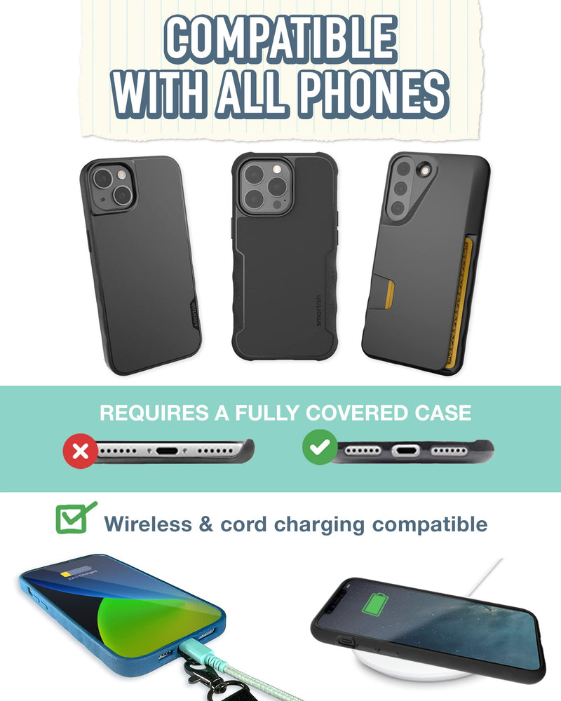 [Australia - AusPower] - Smartish Phone Lanyard - Case Clinger - Universal iPhone Holder with Detachable Crossbody Shoulder Neck Strap - Adjustable Black Rope Rope Strap 