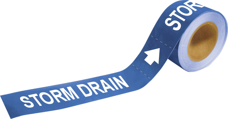 Brady 20471 Economy Pipe Markers-to-Go, B-736, 1" Height X 8" Width, White On Blue Self-Sticking - Plastic Film, Legend "Storm Drain"