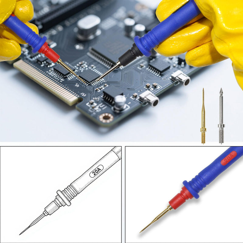 [Australia - AusPower] - ZIBOO KIT-17 Multimeter Test Leads Kit, Professional and Super Soft Silicone Test Leads Digital Multimeter Leads with Ultra-Sharp Replaceable Multimeter Probes Tips Set of 10 
