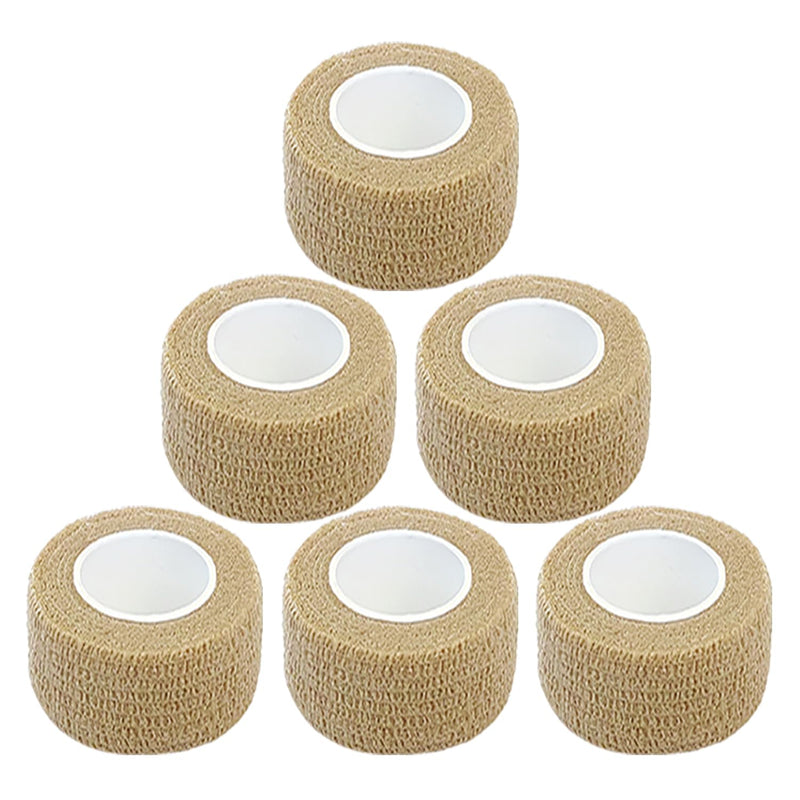 Hysiwen 6 Pack 1" x 5 Yards Self Adhesive Bandage Breathable Cohesive Wrap Self Adherent Vet Tape Self Stick Bandage Wrap for Sports, Athletic, Wrist, Ankle(Skin Color) 1 Inch Skin Color