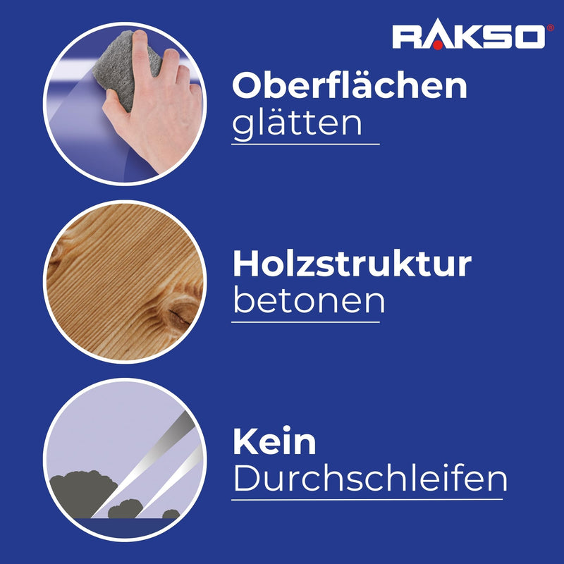 RAKSO Steel Wool Extra Fine 0000-8 Pads, Polished Waxed Wood, Copper, Brass, Frosted Surfaces, Cleans Glass 1 pack of 8 pieces.