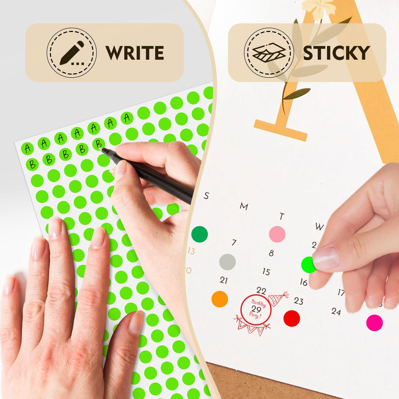 PARLAIM 1/4 Inch Round Color-Code Dot Stickers,16 Colors 6800 Pcs Adhesive Multicolor Coding Circle Labels 16 Colors 0.25 X 0.25 inch