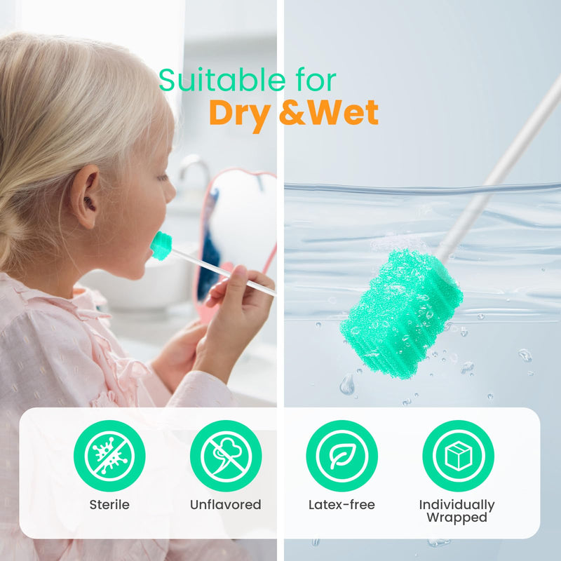 [Australia - AusPower] - Oral Swabs Disposable - Longer Medical-grade Mouth Swabs Individually Wrapped - Safe & Professional (Aqua 200 Counts) Sky Blue 