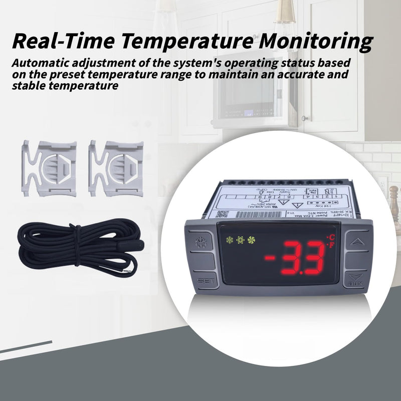 [Australia - AusPower] - XR02CX-4N1F1 Temperature Control with Temperature Sensor Probes 120V/Digital Thermostat Controller Off Cycle Defrost for Refrigerators-Freezers-Heating Appliances 