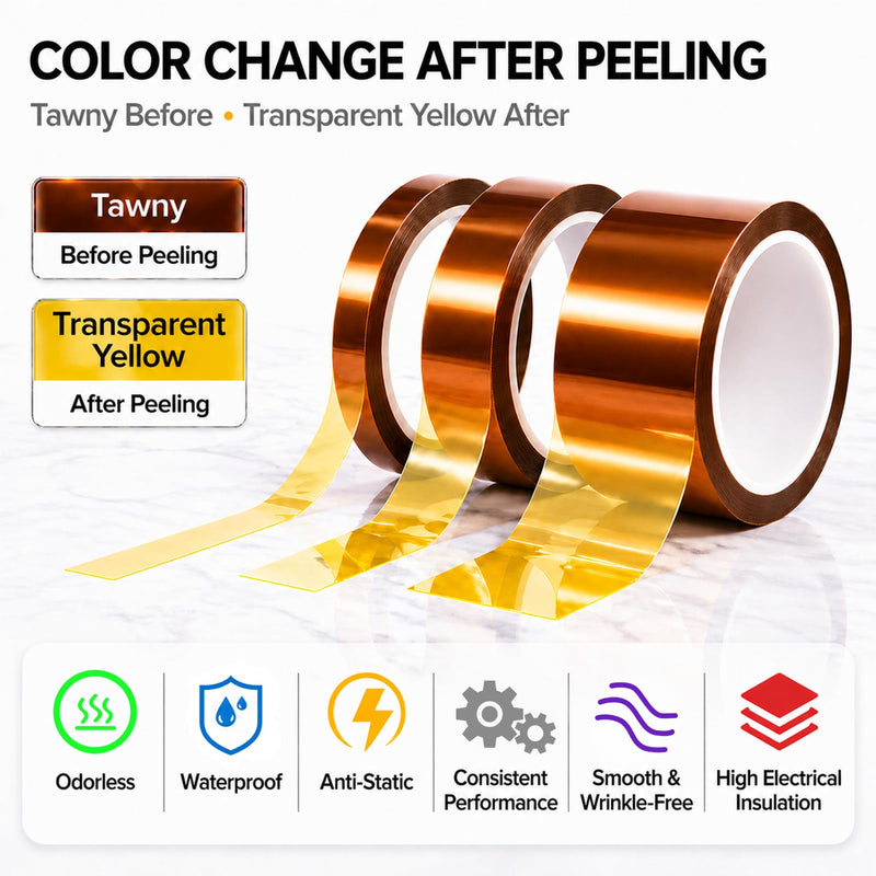 50.8mm x33m (2" x108FT) Sublimation Tape, High Temperature Heat Resistant Polyimide Tape, Heat Transfer Tape, No Residue Kapton Tape for Electronics,Soldering,PCB,3D Printing,Heat Vinyl Press,Thermal
