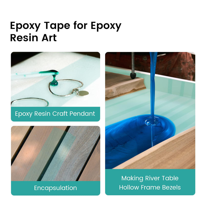 Resiners Resin Tape for Epoxy Resin Molding - 2IN W x 240FT L - Thermal Adhesive Tape, High Temperature Resistance, Easy Peel-Off, Release Resin Tape for River Tables, Remove Residue, Green 2 Rolls (240FT)