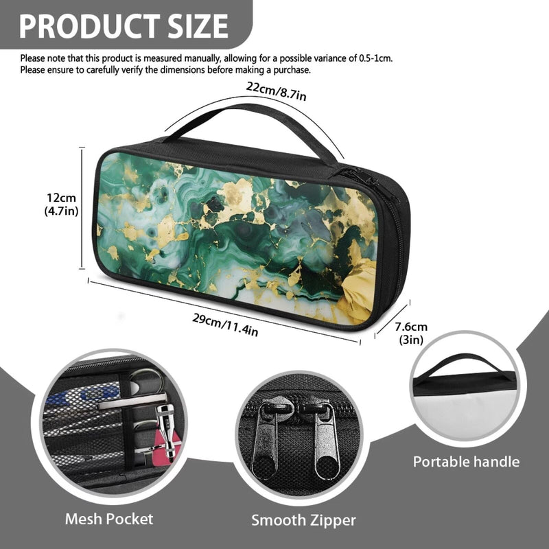 [Australia - AusPower] - Green Marble Stethoscope Case Large Protective Stethoscope Casewith Mesh Pockets Large Hard Organizer Storage Bag for Nursing Accessories Green Marble 