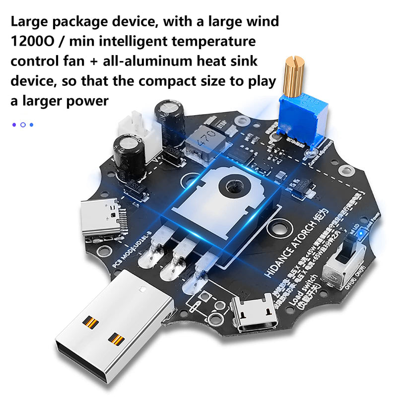 [Australia - AusPower] - WANGCL 65W USB Load Tester, Adjustable Electronic Load with Cooler Fan, Support Pd Fast Charging for Testing Charging Power in conjunction with USB Test Meters 