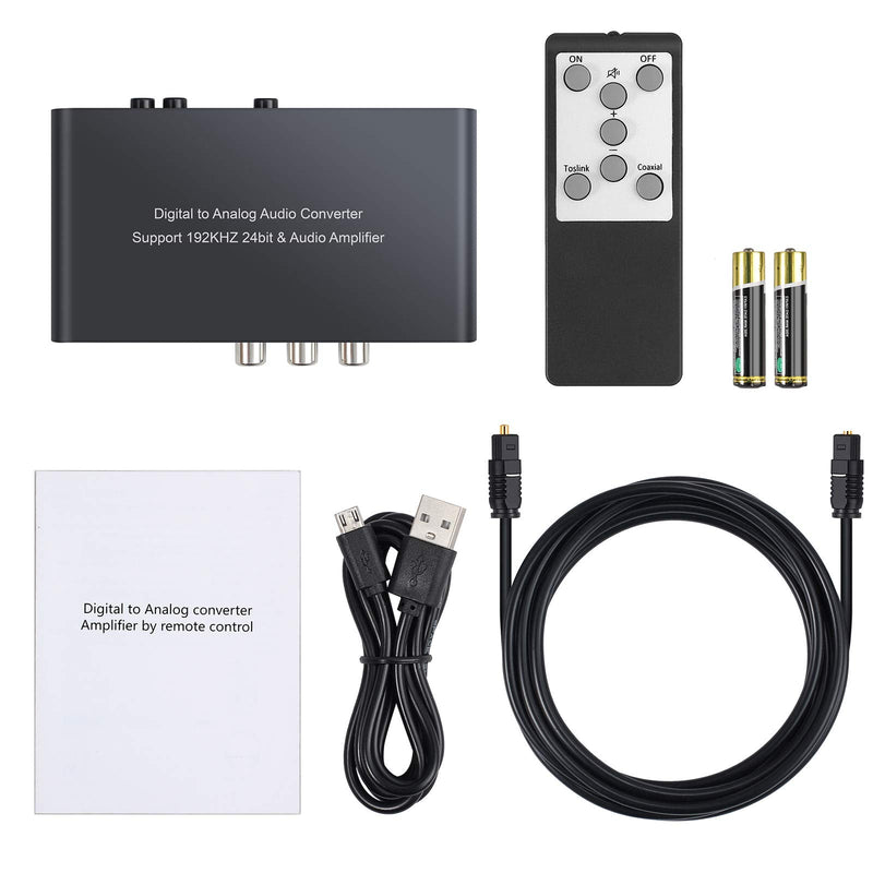 [Australia - AusPower] - PROZOR 192KHz Digital to Analog Audio Converter Digital Toslink Coaxial SPDIF Optical Input RCA 3.5mm Output Converter with Volume Adjustable Remote Control 192kHz DAC One Input with IR Control 