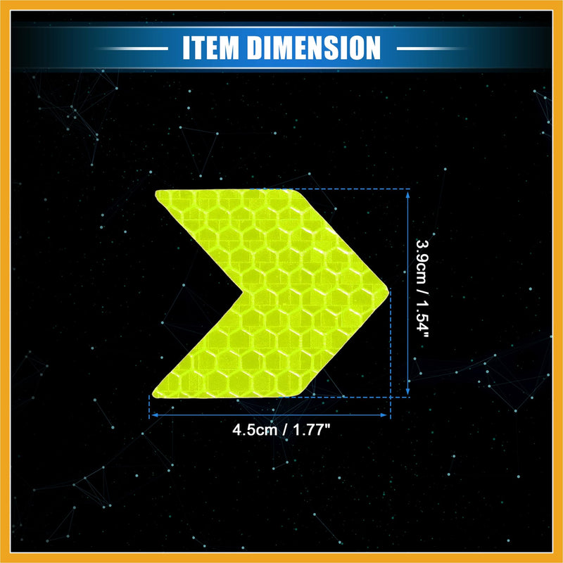 10 Pcs Reflective Stickers, 1.77"x1.54" Arrow Shape Safety Tape Reflector Universal for Cars Trucks Trailers Waterproof PET Fluorescent Yellow Replacement