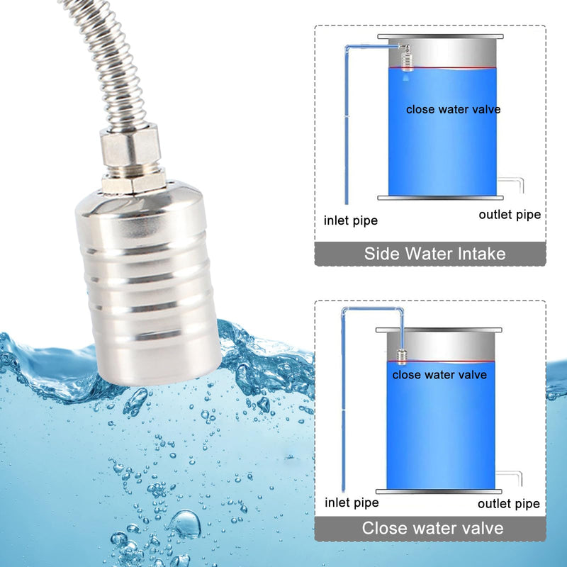 [Australia - AusPower] - 2-Pack Internal Float Valves, Automatic Water Level Control Valve for Water Tanks, Pools, Livestock & Aquariums – 1/2" to 3/4" Inlet, Food-Grade Nylon & Stainless Steel D-1/2" to 3/4'' 