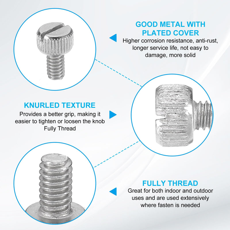 [Australia - AusPower] - PATIKIL 8#-32x7mm Knurled Light Fixture Screws, 50pcs Flat Tip Metal Bolts Grip Knobs Fasteners Slotted Screw Thumb Screw for Lighting Furniture Electronic Mechanical, Nickel Tone 8mm 7x8mm 