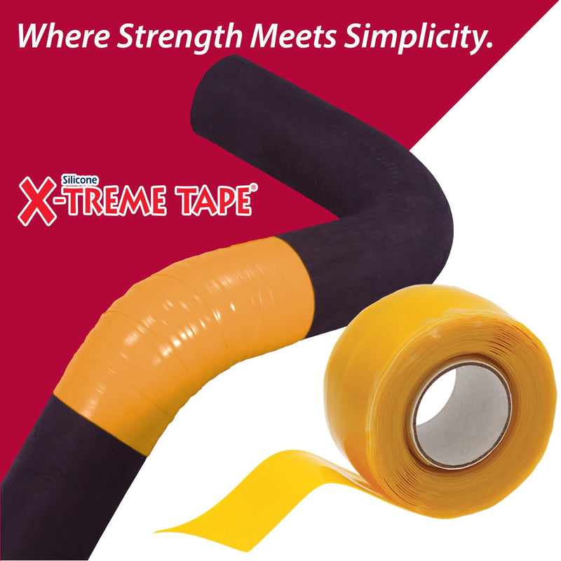 X-Treme Tape MOCAP Heavy Duty Electrical Tape, Self-Fusing Silicone Rubber, Waterproof & Insulating Flexible Tape, Electrical for Hose, Automotive, Outdoor & Repairs - 1" x 10ft Roll - Yellow 1" wide x 10 ft long