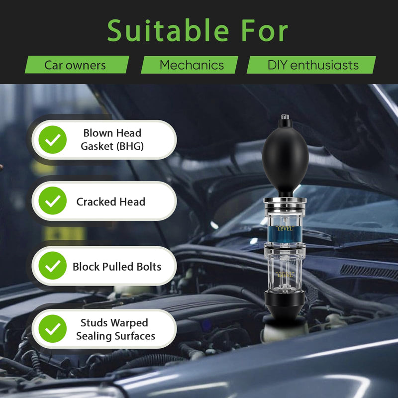[Australia - AusPower] - Dual-Chamber Head Gasket Tester Kit,Accurately and Quickly Detects Leaks in Head Gasket,Combustion Leak Tester—Compatible with Most Gasoline/Diesel Vehicles Models,Saves Time and Repair Costs 