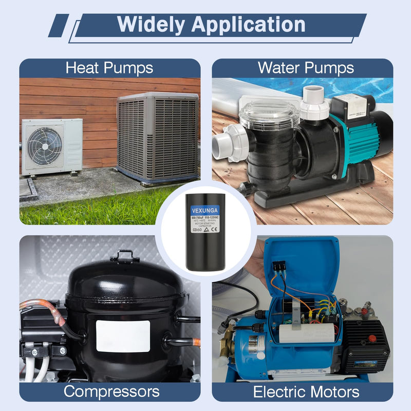 [Australia - AusPower] - 130-156 uF MFD 250 VAC 50/60 Hz Round Motor Start Capacitor CD60 Single Phase Capacitors for AC Motors Starting or Pool Pump or Well Pump 130-156 MFD 250V 