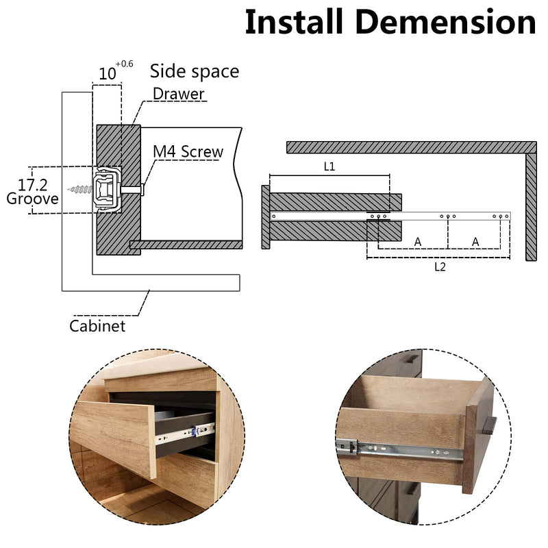 [Australia - AusPower] - 12 Inch Drawer Slides, Metal Drawer Slide Small Drawer Rails Ball Bearing Two Way Slide Track Rail Pack of 2 (0.7" Wide) 12" - 2PCS Style 1 