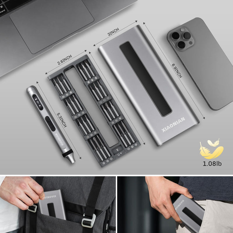 52 in 1 Electric Screwdriver Set,XIAONIAN 3.7V Mini Precision Screwdriver Set with 48 S2 Magnetic Bits,USB-C Charging Cable,LED Light,Small Repair Tool Kit for Phone,Watch,Eyeglasses,PC,Camera,Laptop 3-electronic-52 in 1