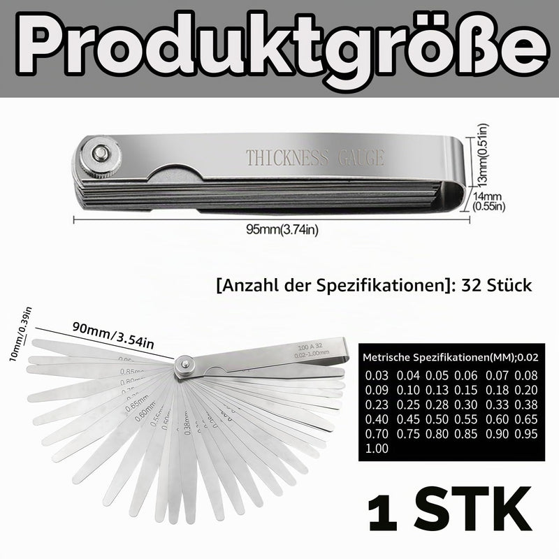 32 Blades Feeler Gauge Made of Stainless Steel, Thread Gauge, Feeler Gauge, Valve Game, Radius Gauge, Measuring Gauge, Foldable Imperial Tool for Precise Measurement, Feeler Gauge, Measuring Tool for