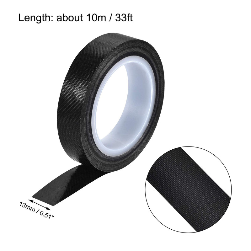 uxcell Heat Resistant Tape High Temperature Heat Transfer Tape PTFE Film Adhesive Tape 13mm Width 10m 33ft Length Black
