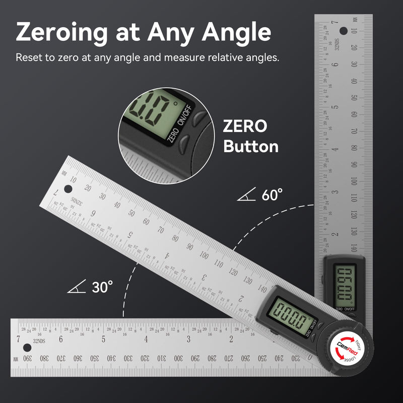 GemRed Gemred 82305 Digital Angle Finder 7-Inch Protractor Stainless Steel