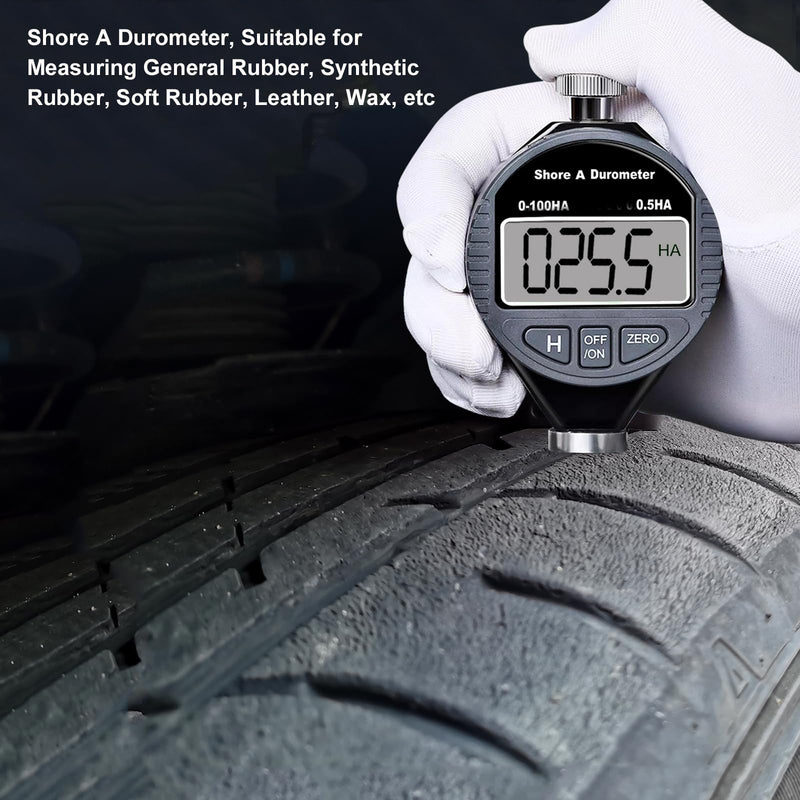 [Australia - AusPower] - Hardness Tester, Durometer Shore Type A 0-100HA, Digital Durometer 0.1HA Resolution, with Large LCD Display for Rubber, Plastic, Tire, Leather, Wax 