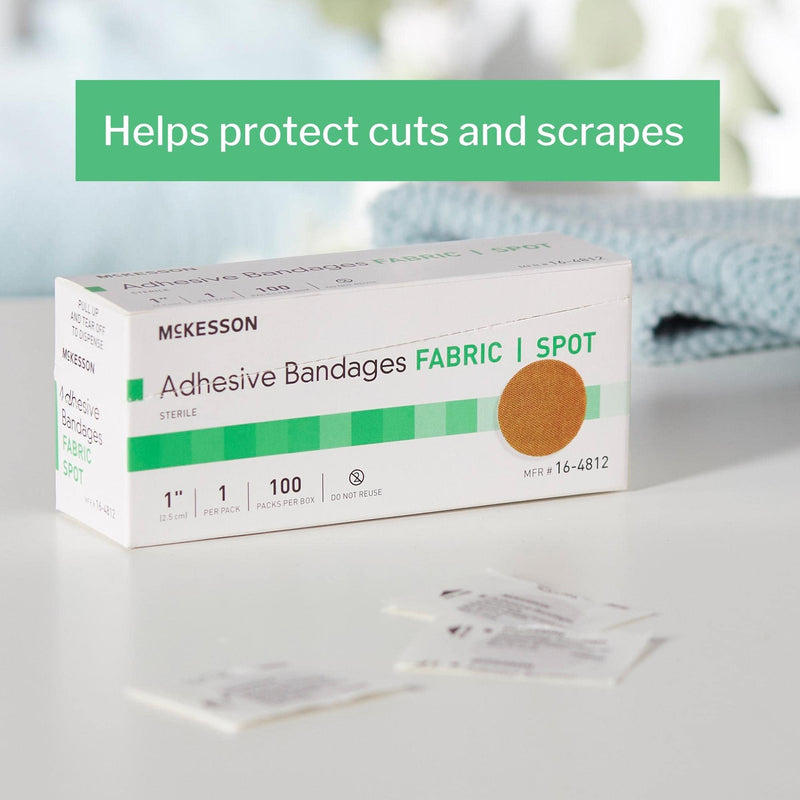 [Australia - AusPower] - McKesson Adhesive Bandages, Sterile, Fabric Spot, 1 in, 100 Count, 1 Pack 100 Count (Pack of 1) 