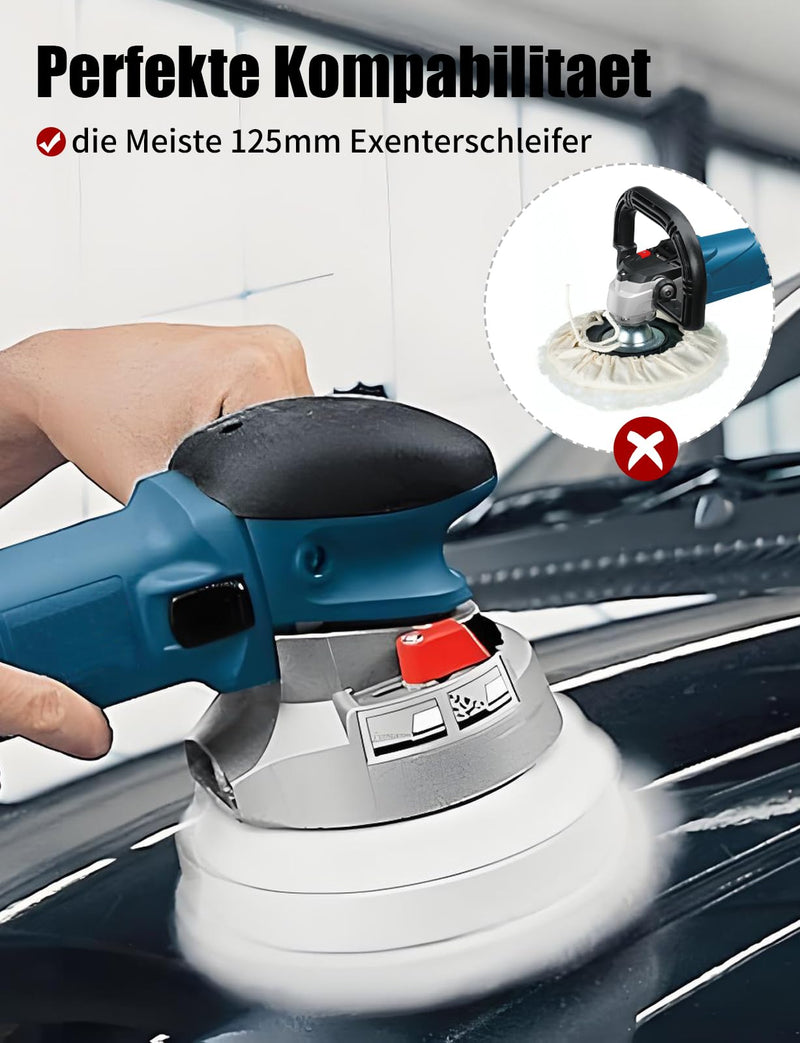 Polishing Attachment Compatible with Bosch Random Orbital Sander, BESPOTCL 6 Pieces 125 mm Lambswool Polishing Pads Polishing Pads Polishing Hoods for Random Orbital Sanders with for Car, Car Headlights, Cork Floors etc. 6 pieces