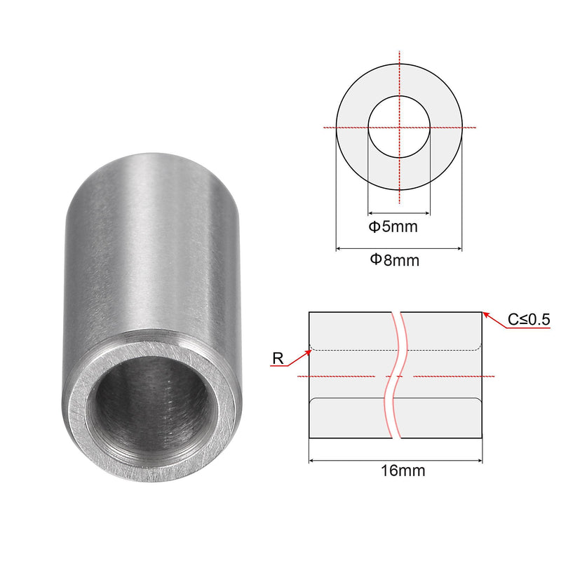[Australia - AusPower] - uxcell Sleeve Bearings 5mmx8mmx16mm Chrome Steel Oilless Bushing 6pcs 5x8x16mm 