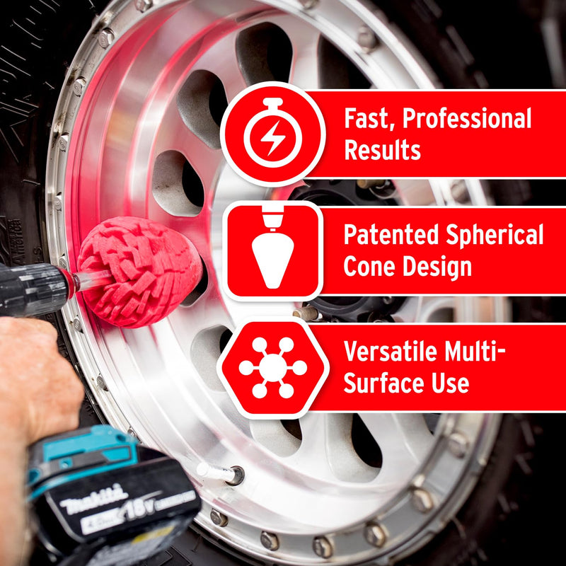 [Australia - AusPower] - Mothers PowerCone 360, Polishing Tool with Quick Swap Bit — Patented Spherical Cone for Deep, Safe Metal Polishing in Hard-to-Reach Areas — Ideal for Wheels & Curved Surfaces (05146) PowerCone 360 Metal Polishing Tool Single Unit 