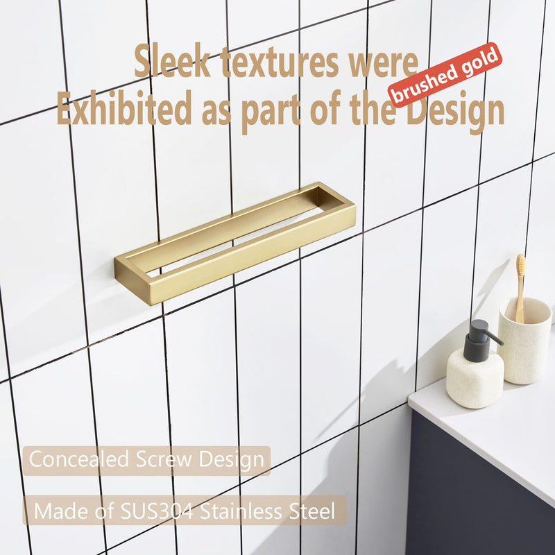 KOKOSIRI Towel Bar Brushed Gold Hand Towel Holder 12 Inch Kitchen Towel Hanger Rack Stainless Steel Bathroom Hardware Wall Mounted, 1 Pack B4008BG-L12 12-Inch