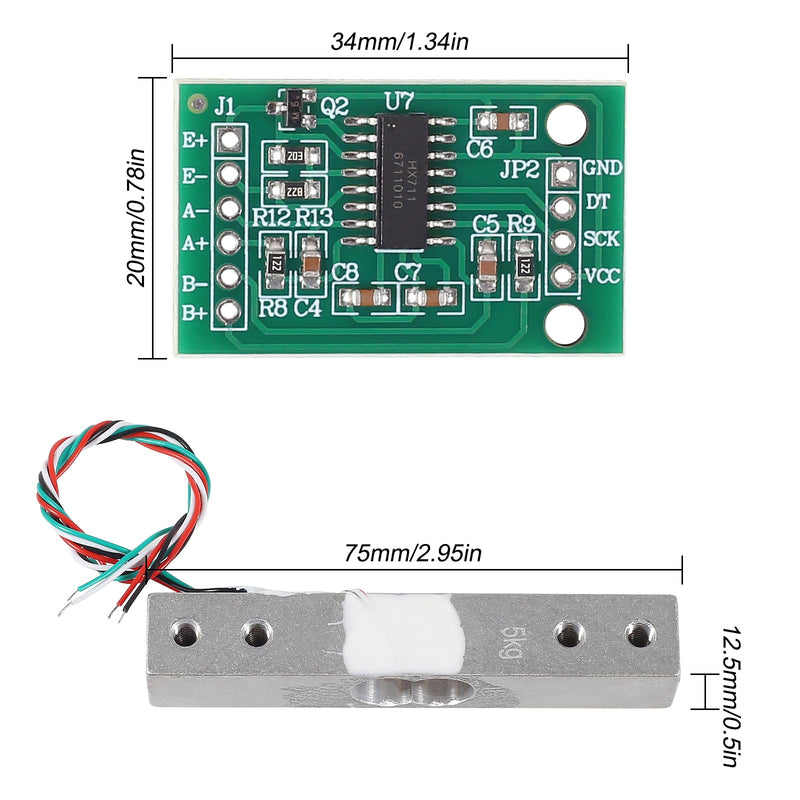 [Australia - AusPower] - 3 Sets Digital Load Cell Weight Sensor HX711 5KG Load Cell HX711 Kit HX711 AD Module Weighing Sensor for Arduino DIY Measure Force Pressure Acceleration (5kg+HX711) 5 kg 3 set 