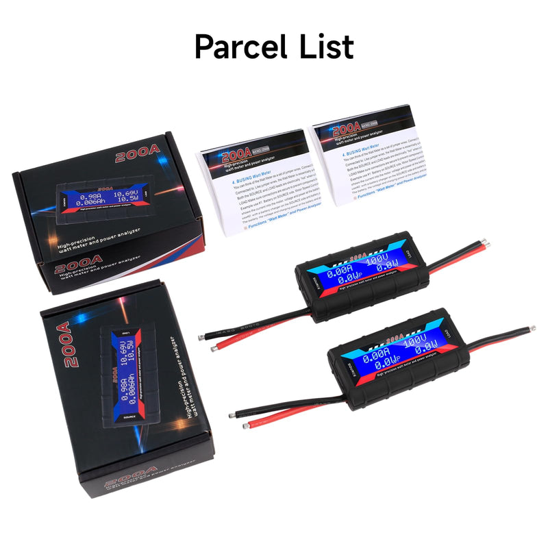 [Australia - AusPower] - 2Pack 200A 100V High Precision Watt Meter Power Analyzer Battery Consumption Performance Monitor with Backlight Digital LCD Screen Model Aircraft Power Meter with Manual 2PCS 