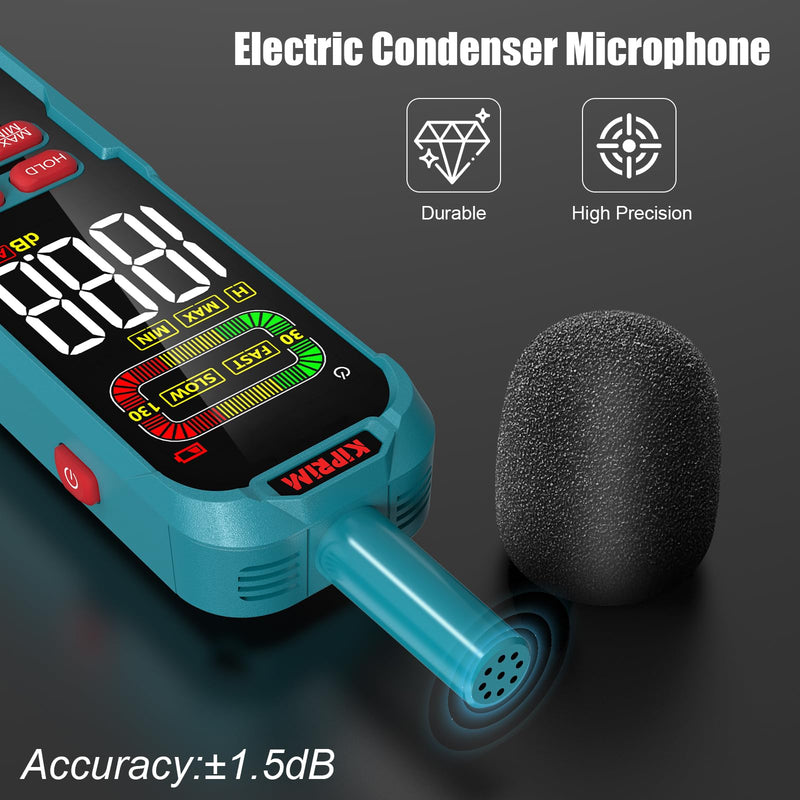 [Australia - AusPower] - Kiprim NM01 Decibel Meter with Max/Min Value Recording Volume Meter Sound Level Meter DB Meter with A/C Weighting and Backlit LCD Screen - Includes Carry Bag 