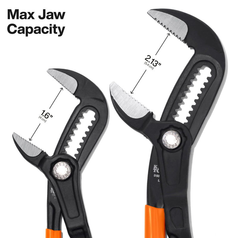 Klein Tools D5052BSKIT Straight Jaw Quick-Adjust Pump Pliers Set, 7-Inch and 10-Inch Adjustable Pliers Set, Heavy-Duty Hand Tool with Serrated Teeth 7-Inch & 10-Inch