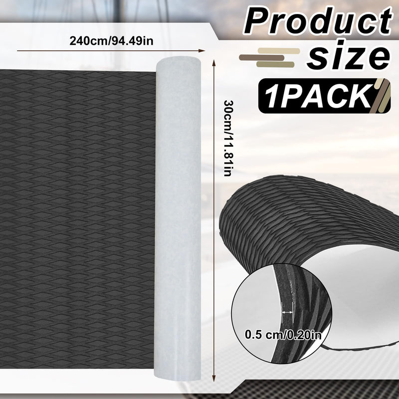 Timgle Marine Flooring for Boats EVA Foam Boat Flooring Decking Non Slip Self Adhesive Marine Boat Carpet Diamond Surfboard Traction Pad Boat Mats Black 94.5 x 11.8 Inch 7.8 Sqft