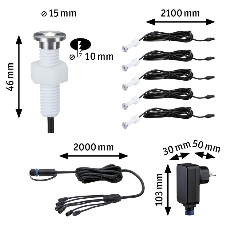 Paulmann 936.95 Outdoor Plug & Shine EBL Set MicroPen II IP67 3000K incl. Driver 93695 Recessed Light Outdoor Recessed Light
