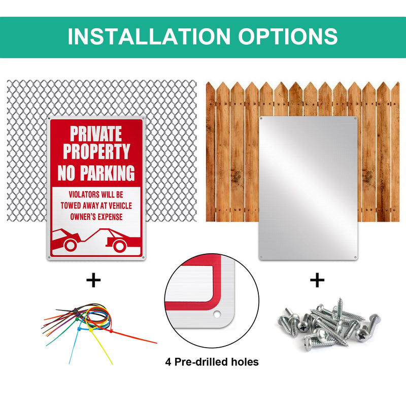 Outus 6 Pcs No Parking Sign, 18 x 12 Inches Reflective Private Property Sign Violators Will Be Towed, Rust Free Aluminum, UV Protected, Weather Resistant, Waterproof, Durable Ink, Easy to Mount