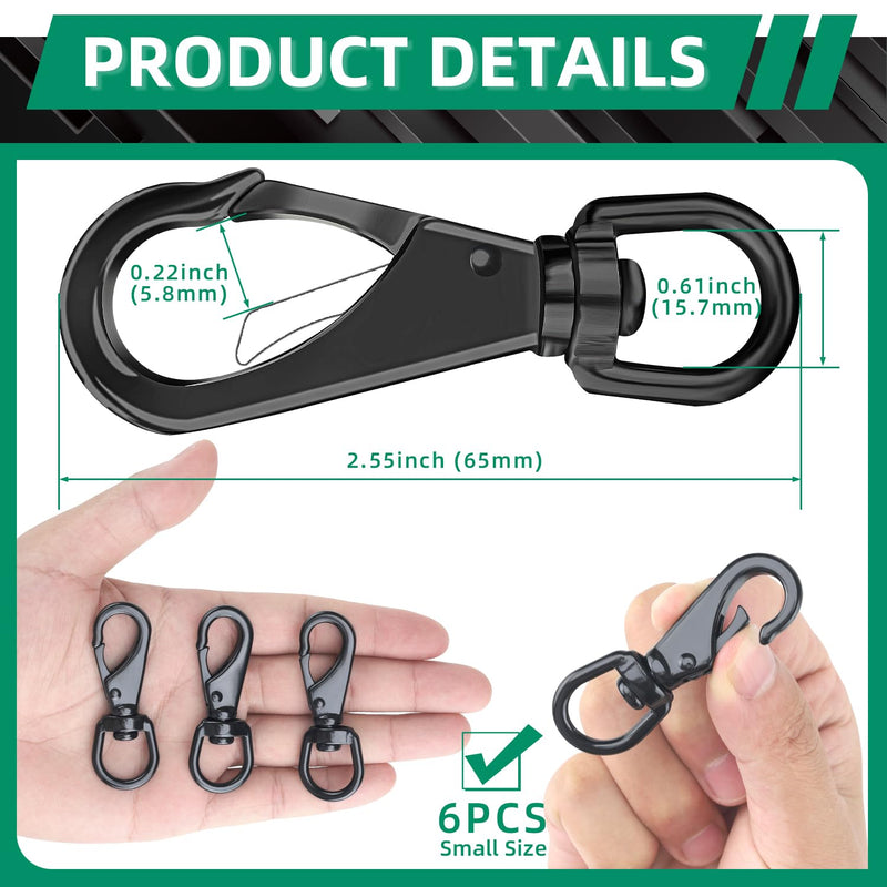 [Australia - AusPower] - Swivel Snap Hooks, 2.57” Swivel Hooks, 6 Pcs Swivel Carabiner, Stainless Steel Swivel Eye Snaps, 80 LBS Heavy Duty Snap Hook for Marine, Sports, Luggages, Pets, Keychains, Flag Clips For Flagpole 