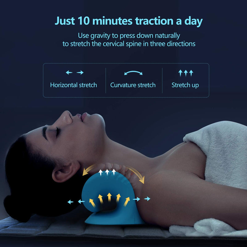 [Australia - AusPower] - Cozyhealth Neck Stretcher for Neck Pain Relief, Neck and Shoulder Relaxer Cervical Traction Device Pillow for TMJ Pain Relief and Muscle Relax, Cervical Spine Alignment Chiropractic Pillow (Blue) 