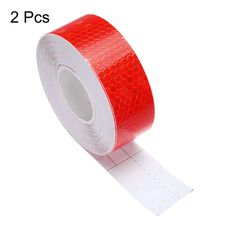 HARFINGTON 2 Rolls Reflective Tape 1" x33ft Adhesive Night Safety Warning Tapes Outdoor Bicycle Adhesive Reflector Stickers for Vehicles Trailers Trucks Bike Cars Signs, Red 1" x 33ft