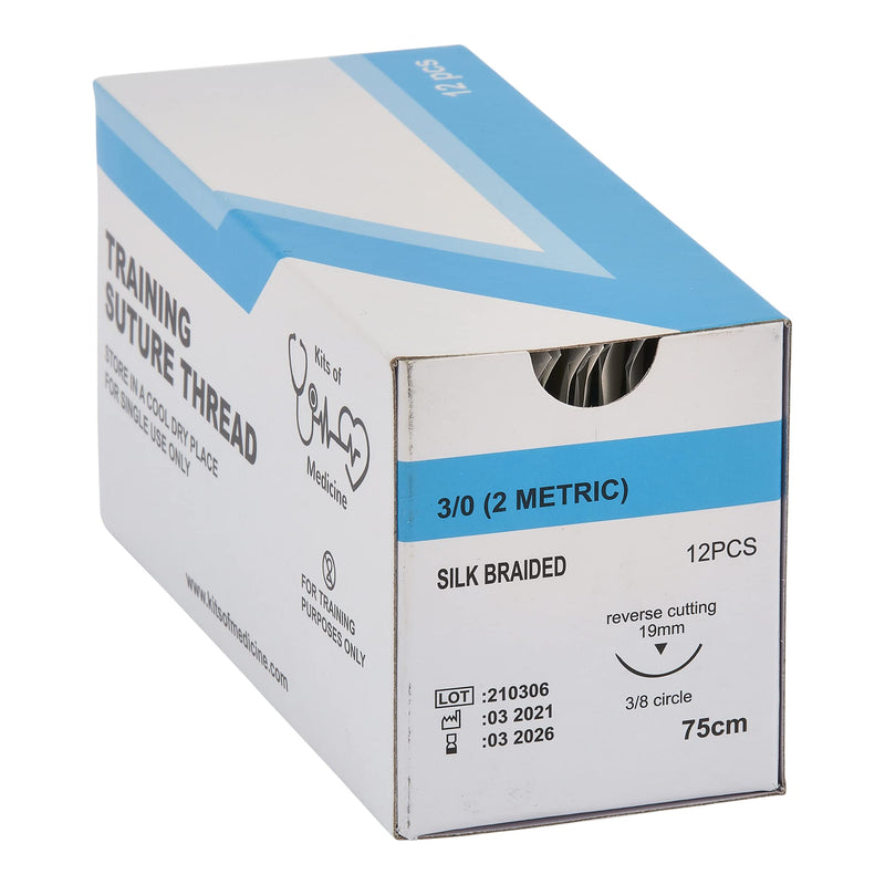 [Australia - AusPower] - Silk Suture Thread (12 Pack) | Best Suture Practice Thread | for Medical Students, Doctors, Dental, Nurses and Veterinarians | Silk 3/0 Suture Thread | Suture Practice Kit Add-on 