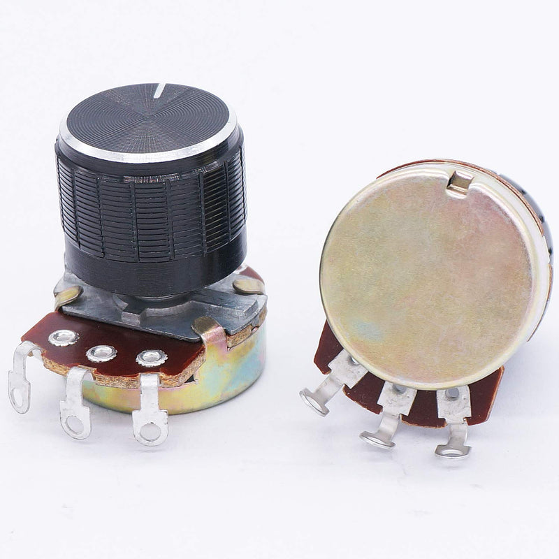 [Australia - AusPower] - TWTADE / 3pcs wh138 100 ohm Potentiometer Single Turn Rotary Linear Variable Potentiometer +3pcs black Aluminum alloy knob 