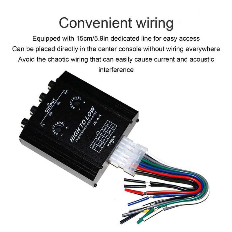 [Australia - AusPower] - Audio Converter, 4 Channel Audio Impedance Converter High Low R CA Line Car Stereo Radio Speaker Frequency Filter for Car Power Amplifier 
