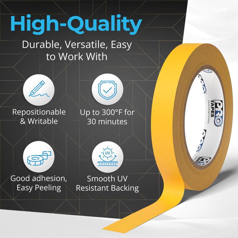 Pro Tapes Pro 788 Ultimate Mask Yellow 3/4" x60yds Premium Low-tack, 60-Day Removal Masking Tape 3/4"x60yds