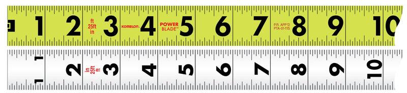 Komelon 52435; 35' x 1.06" Powerblade II Tape Measure, ABS Case, Black/Yellow, Small Standard Lock - 35FT 10.7 m